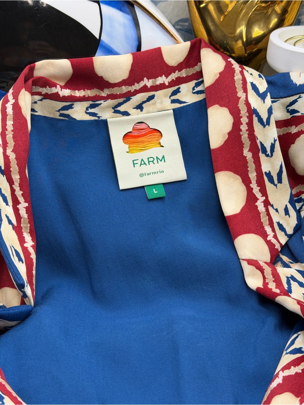 🆕 FARM Rio 🧿 NWOT Luna Floral Printed Mini Dress, Blue - Sz Large - Picture 14 of 16